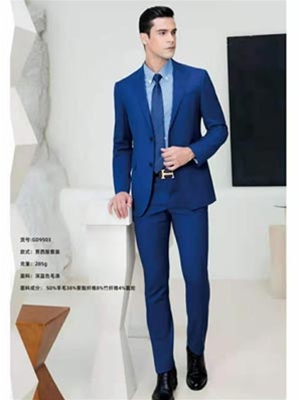 男士GD9503西服套裝-深藍色毛滌-50%羊毛38%聚酯纖維8%竹纖維4%氨綸
